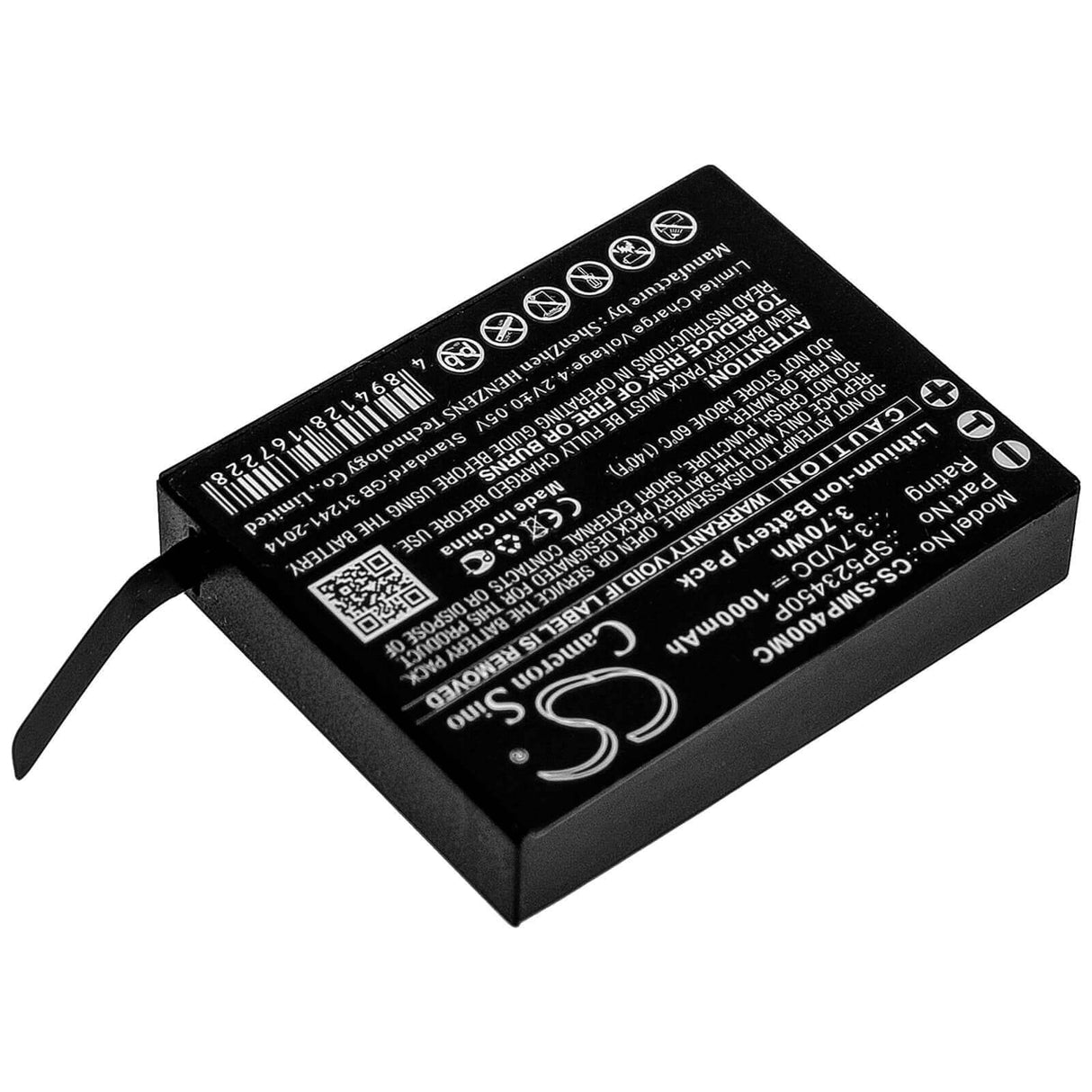 3.7V, Li-ion, 1000mAh, Camera battery fits Supremo, Sp523450p, 4k Plus, 3.7Wh Camera Cameron Sino Technology Limited (Camera)