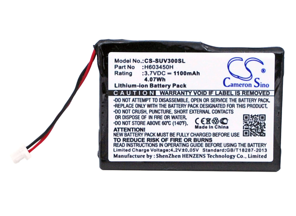 3.7V, Li-ion, 1100mAh, GPS battery fits Sureshotgps, H603450h, C2796, Micro V3, 4.07Wh GPS, Navigator Cameron Sino Technology Limited