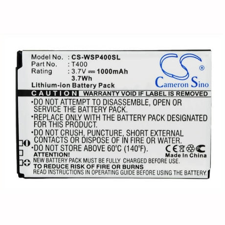 3.7V, Li-ion, 1000mAh, SmartPhone battery fits Swissvoice, T400, Mp40, 3.7Wh Mobile, SmartPhone Cameron Sino Technology Limited (Smartphone)