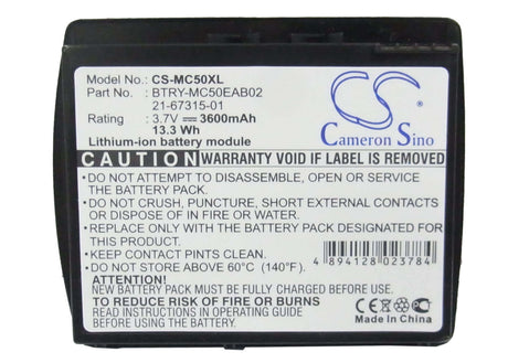 Barcode Scanner Battery For Symbol Mc50, Mc5040 3.7v, 3600mah - 13.32wh Barcode Scanner Cameron Sino Technology Limited