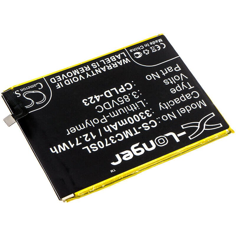 3.85V, Li-Polymer, 3300mAh, SmartPhone battery fits T-mobile, Cpld-423, C3701a, Revvl Plus, 12.71Wh Mobile, SmartPhone Cameron Sino Technology Limited (Smartphone)