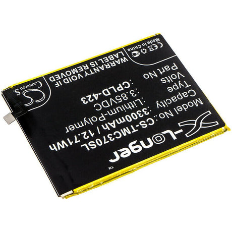 3.85V, Li-Polymer, 3300mAh, SmartPhone battery fits T-mobile, Cpld-423, C3701a, Revvl Plus, 12.71Wh Mobile, SmartPhone Cameron Sino Technology Limited (Smartphone)