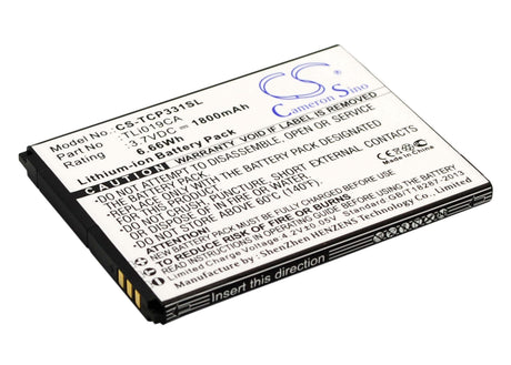 3.7V, Li-ion, 1800mAh, SmartPhone battery fits Tcl, Tli019ca, P331m, 6.66Wh Mobile, SmartPhone Cameron Sino Technology Limited (Smartphone)
