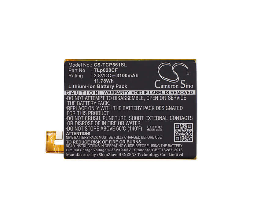 3.8V, Li-Polymer, 3100mAh, SmartPhone battery fits Tcl, Tlp028cf, P561u, 11.78Wh Mobile, SmartPhone Cameron Sino Technology Limited (Smartphone)