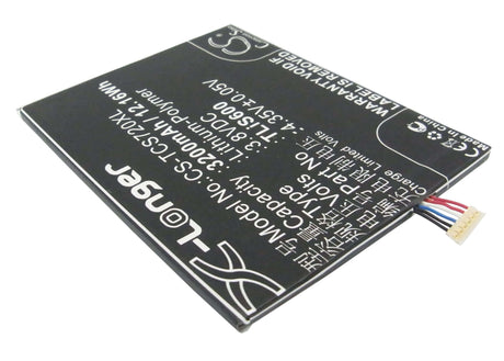 3.8V, Li-Polymer, 3200mAh, SmartPhone battery fits Tcl, Tlis600, One Touch Flash, Ot-6042, 12.16Wh Mobile, SmartPhone Cameron Sino Technology Limited (Suspended)