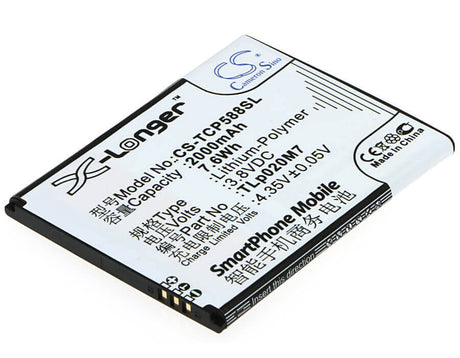 3.8V, Li-Polymer, 2000mAh, SmartPhone battery fits Tcl, Tlp020m7, P588l, Tcl P588, 7.6Wh Mobile, SmartPhone Cameron Sino Technology Limited (Smartphone)