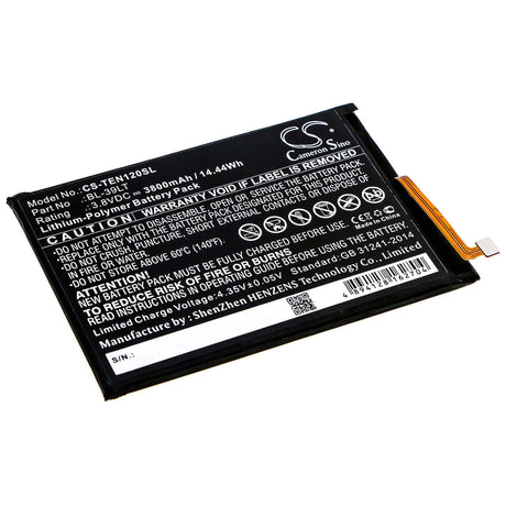 3.8V, Li-Polymer, 3800mAh, SmartPhone battery fits Tecno, Bl-39lt, Camon 12, Camon 15, 14.44Wh Mobile, SmartPhone Cameron Sino Technology Limited (Smartphone)