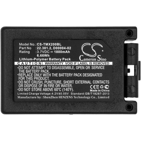 Crane Remote Battery For Teleradio, Tg-txmnl, Transmitter Tele Radio Tg-txmnl 3.7v, 1800mah - 6.66wh Crane Remote Control Cameron Sino Technology Limited   