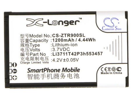 3.7V, Li-ion, 1200mAh, SmartPhone battery fits Telstra, Li3711t42p3h553457, R90 Tough, Racer X850, 4.44Wh Mobile, SmartPhone Cameron Sino Technology Limited (Smartphone)