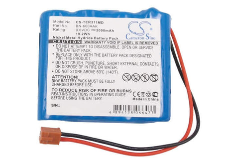 9.6V, Ni-MH, 2000mAh, Medical battery fits Terumo, 8n-600aak, Syringe Pump Te311, Syringe Pump Te311/2, 19.20Wh Medical Cameron Sino Technology Limited (Medical)