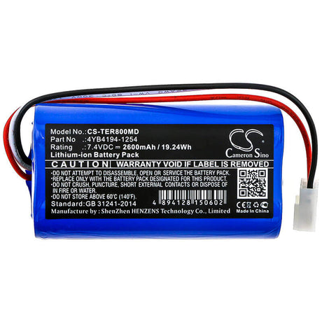 7.4V, Li-ion, 2600mAh, Medical battery fits Terumo, 110841, Te-lf600, Te-ss700, 19.24Wh Medical Cameron Sino Technology Limited (Medical)