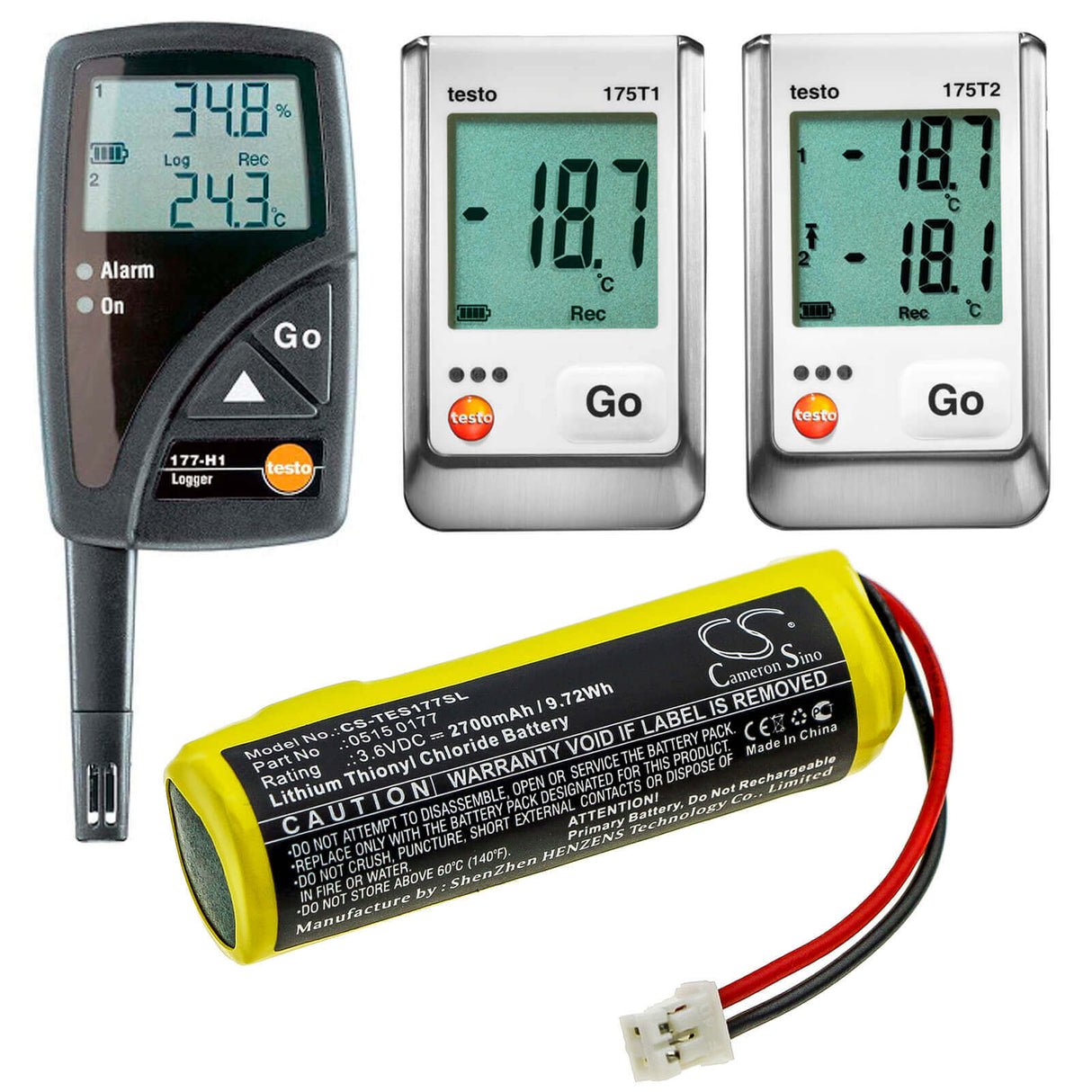 PLC Battery for Testo, 175-t1, 175-t2, 177 Loggers 3.6v, 2700mah - 9.72wh PLC Cameron Sino Technology Limited