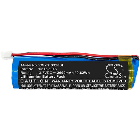 3.7V, Li-ion, 2600mAh, Equipment battery fits Testo, 0515 5046, 320 Combustion Analyzer, 9.62Wh Equipment, Survey, Test Cameron Sino Technology Limited