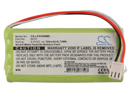 9.6V, Ni-MH, 700mAh, Medical battery fits Toitu, Doppler, 6075, Fd390, Fd-390, 6.72Wh Medical Cameron Sino Technology Limited (Medical)