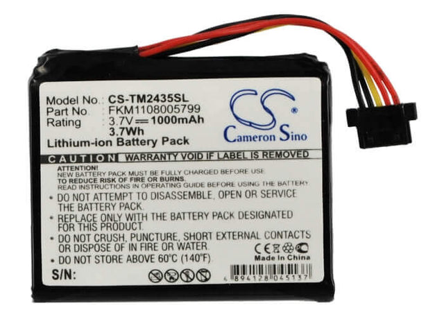 3.7V, Li-ion, 1000mAh, GPS battery fits Tomtom, Fkm1108005799, 1ct4.019.03, 4cq01, 3.7Wh GPS, Navigator Cameron Sino Technology Limited