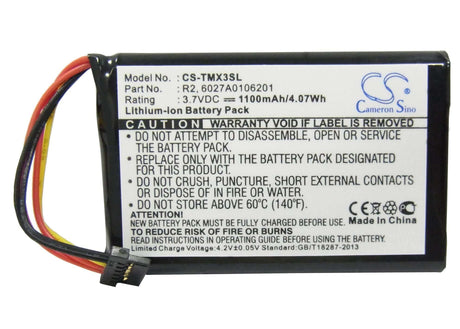 3.7V, Li-ion, 1100mAh, GPS battery fits Tomtom, 6027a0106201, 1ep0.029.01, 4ep0.001.02, 4.07Wh GPS, Navigator Cameron Sino Technology Limited