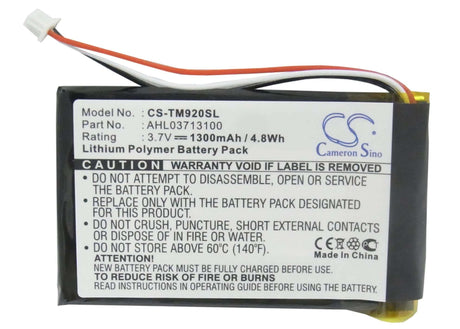 3.7V, Li-Polymer, 1300mAh, GPS battery fits Tomtom, Ahl03713100, 340s Live Xl, Go 920, 4.81Wh GPS, Navigator Cameron Sino Technology Limited