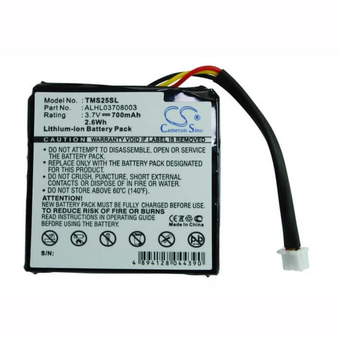 3.7V, Li-ion, 700mAh, GPS battery fits Tomtom, Alhl03708003, 4en.001.02, 4en42, 2.59Wh GPS, Navigator Cameron Sino Technology Limited