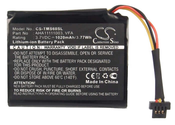 3.7V, Li-ion, 1020mAh, GPS battery fits Tomtom, Aha11111003, 4en6.001.02, 4en62, 3.77Wh GPS, Navigator Cameron Sino Technology Limited