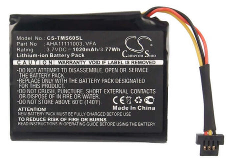 3.7V, Li-ion, 1020mAh, GPS battery fits Tomtom, Aha11111003, 4en6.001.02, 4en62, 3.77Wh GPS, Navigator Cameron Sino Technology Limited