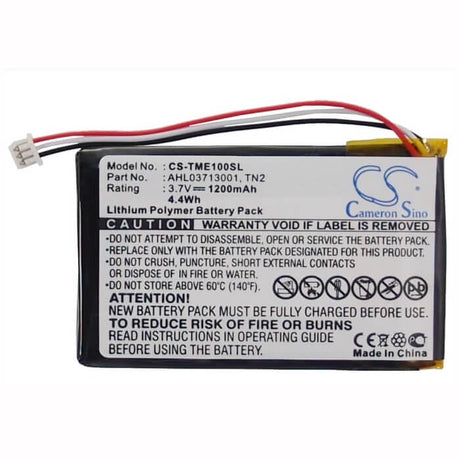 3.7V, Li-Polymer, 1200mAh, GPS battery fits Tomtom, Ahl03713001, Avn4430, Eclipse, 4.44Wh GPS, Navigator Cameron Sino Technology Limited