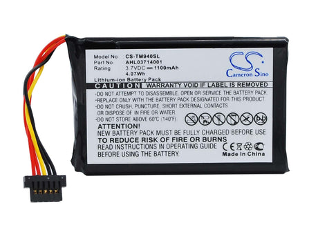 3.7V, Li-ion, 1100mAh, GPS battery fits Tomtom, Ahl03714001, Go 940, Go 940 Live, 4.07Wh GPS, Navigator Cameron Sino Technology Limited