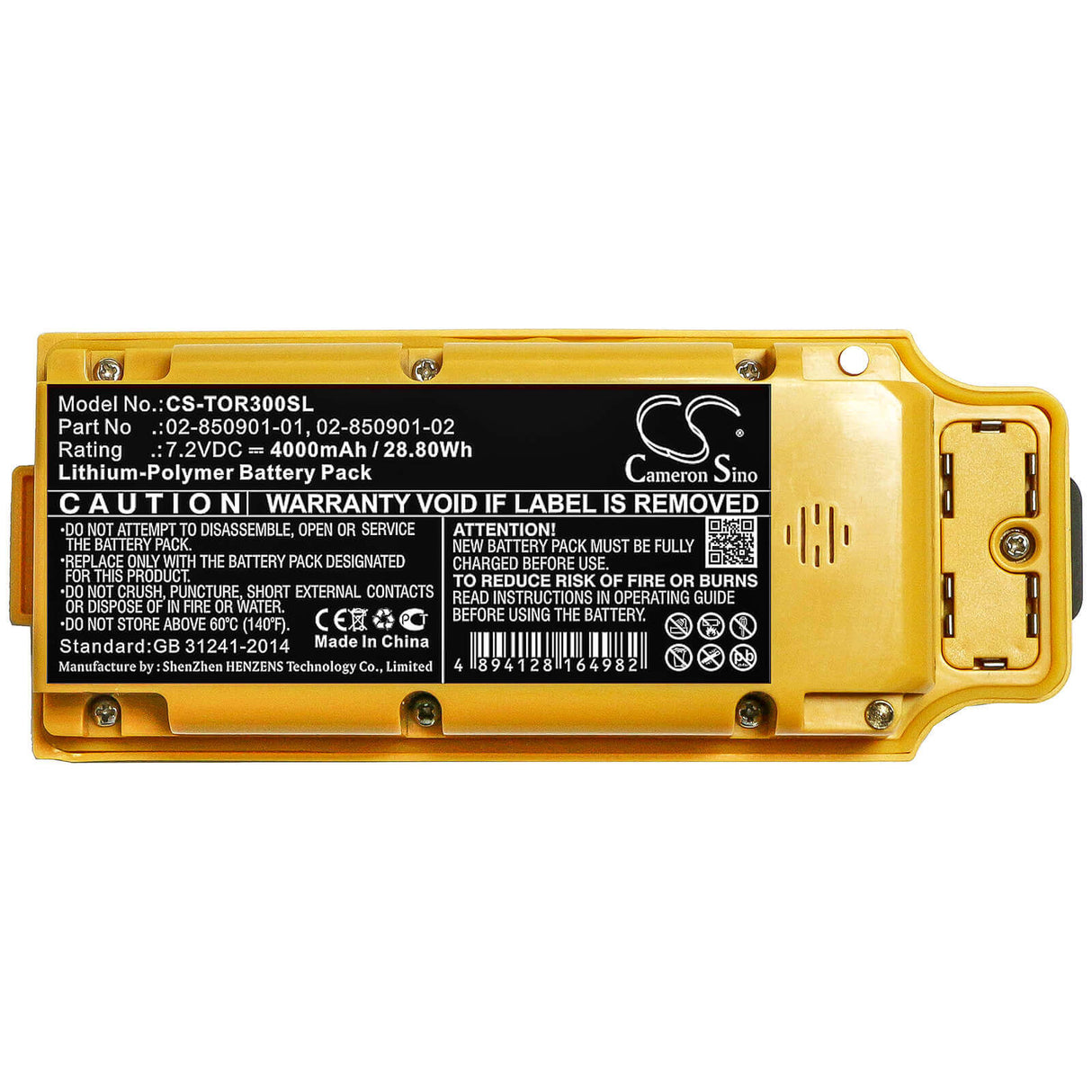 7.2V, Li-Polymer, 4000mAh, Equipment battery fits Topcon, 02-850901-01, GR-3, Gr-5, 28.8Wh Equipment, Survey, Test Cameron Sino Technology Limited