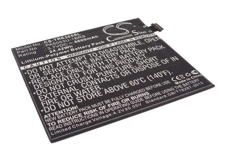 3.7V, Li-Polymer, 6600mAh, Tablet battery fits Toshiba, Pa5053u-1brs, At205, At205-t16, 24.42Wh Tablet Cameron Sino Technology Limited