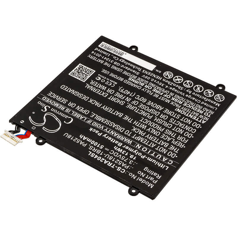 3.75V, Li-Polymer, 5100mAh, Tablet battery fits Toshiba, Pa5218u, Excite A204, Excite A204 At10-b, 19.13Wh Tablet Cameron Sino Technology Limited