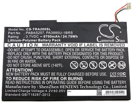 Battery For Toshiba, Excite At200, Excite At200-101, Excite At205 3.7v, 6700mah - 24.79wh Tablet Cameron Sino Technology Limited (Suspended)   