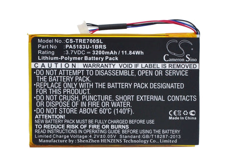 3.7V, Li-Polymer, 3200mAh, Tablet battery fits Toshiba, Pa5183u-1brs, At7-b, At7-c, 11.84Wh Tablet Cameron Sino Technology Limited