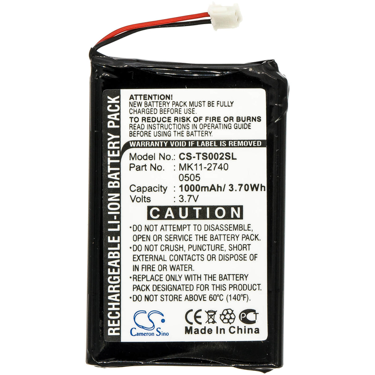 3.7V, Li-ion, 1000mAh, Media Player battery fits Toshiba, Mk11-2740, Gigabeat Megf10, Gigabeat Megf20, 3.7Wh Media Player Cameron Sino Technology Limited