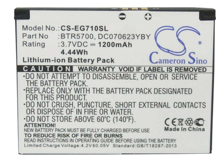 3.7V, Li-ion, 1200mAh, SmartPhone battery fits Toshiba, Btr5700, Portege G710, 4.44Wh Mobile, SmartPhone Cameron Sino Technology Limited (Smartphone)