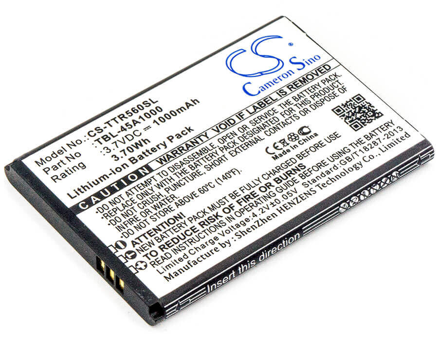 3.7V, Li-ion, 1000mAh, Hotspot battery fits Tp-link, Tbl-45a1000, 5600, Tl-5600, 3.70Wh Hotspot Cameron Sino Technology Limited