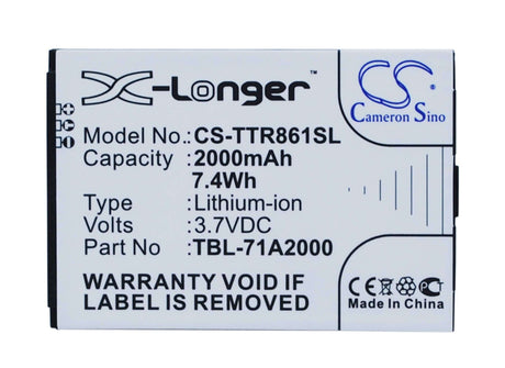 3.7V, Li-ion, 2000mAh, Hotspot battery fits Tp-link, Tbl-71a2000, M5250 Ver 1.0, M5350, 7.40Wh Hotspot Cameron Sino Technology Limited