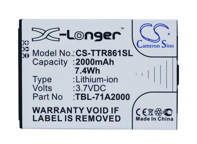 3.7V, Li-ion, 2000mAh, Hotspot battery fits Tp-link, Tbl-71a2000, M5250 Ver 1.0, M5350, 7.40Wh Hotspot Cameron Sino Technology Limited
