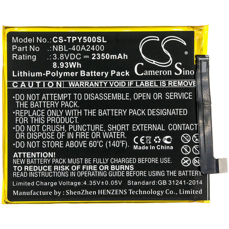 3.8V, Li-Polymer, 2350mAh, SmartPhone battery fits Tp-link, Neffos, Nbl-40a2400, Tp804a, Tp804c, 8.93Wh Mobile, SmartPhone Cameron Sino Technology Limited (Smartphone)