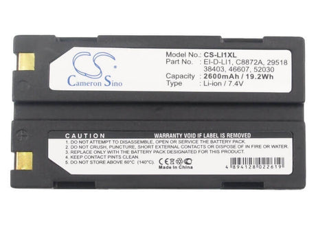 7.4V, Li-ion, 2600mAh, Equipment battery fits Telxon, Trimble, Aps, Molicel, Survey, Tsc1, Spectralink, Symbol, Hp, Tianbao, Horizon, 1906110059, BC1071, 19.24Wh Equipment, Survey, Test Cameron Sino Technology Limited