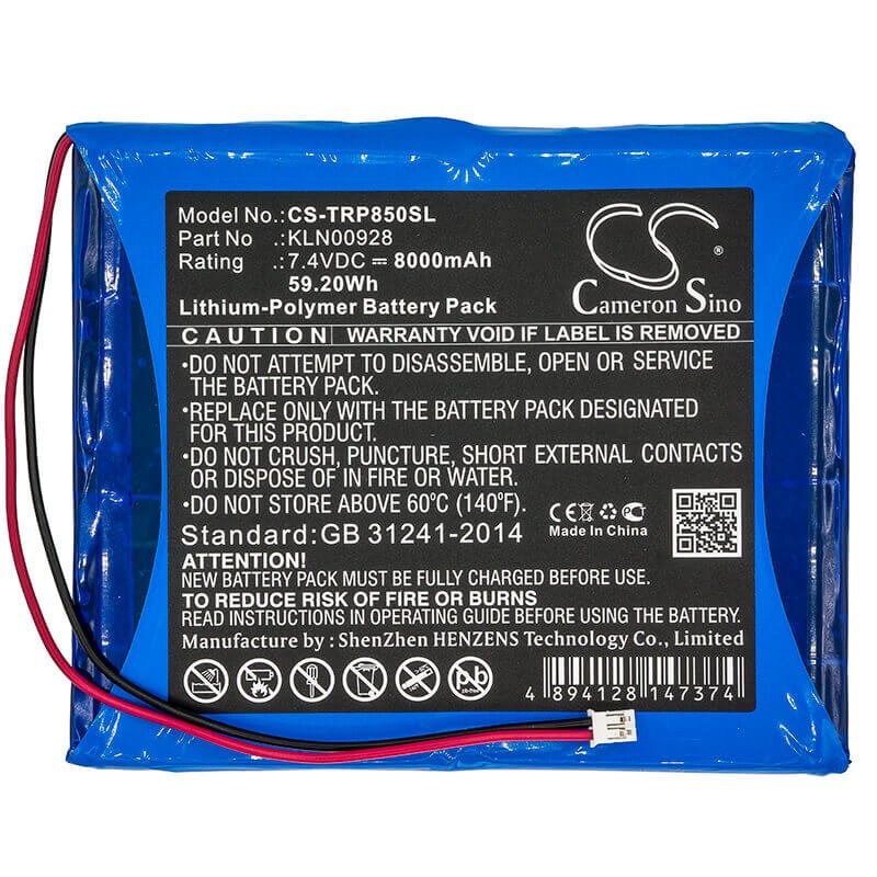 7.4V, Li-Polymer, 8000mAh, Equipment battery fits Trimble, Kln00928, SPS850 Modular Receiver, Sps851 Modular Receiver, 59.2Wh Equipment, Survey, Test Cameron Sino Technology Limited