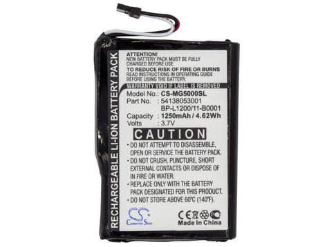 3.7V, Li-ion, 1250mAh, GPS battery fits Typhoon, 541380530001, Myguide Silverguide 5000, Myguide Silverguide 5000 Nav, 4.63Wh GPS, Navigator Cameron Sino Technology Limited