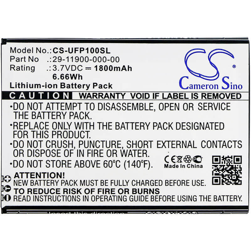 3.7V, Li-ion, 1800mAh, SmartPhone battery fits Ulefone, 29-11900-000-00, Paris, U007, 6.66Wh Mobile, SmartPhone Cameron Sino Technology Limited (Smartphone)