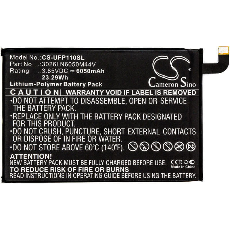 3.85V, Li-Polymer, 6050mAh, SmartPhone battery fits Ulefone, 3026ln6050m44v, Power, 23.29Wh Mobile, SmartPhone Cameron Sino Technology Limited (Smartphone)