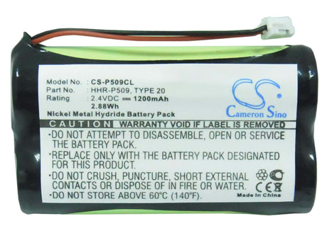 Cordless Phone Battery For Panasonic HHR-P509, HHR-P509A, HHR-15F2G3, 2.4v, 1200mah - 2.88wh Cordless Phone Cameron Sino Technology Limited (Cordless Phone)
