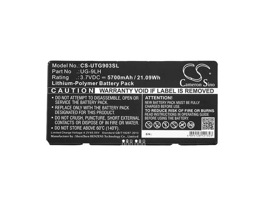 3.7V, Li-Polymer, 5700mAh, Tablet battery fits Unistrong, Ug-9lh, 7inch Ruggedized Tablet, Ug903, 21.09Wh Tablet Cameron Sino Technology Limited