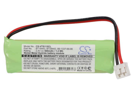 2.4V, Ni-MH, 500mAh, Cordless Phone battery fits V Tech, Oricom, 89-1337-00-00, 9000 Slim, 9000-2, 1.2Wh Cordless Phone Cameron Sino Technology Limited (Cordless Phone)