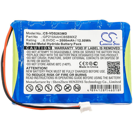 6.0V, Ni-MH, 2000mAh, Medical battery fits Vdw, Gp210aahcb5bmxz, Silver, Silver Reciproc, 12.00Wh Medical Cameron Sino Technology Limited (Medical)
