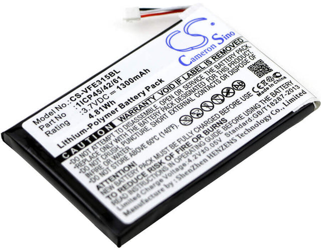 3.7V, Li-Polymer, 1300mAh, Payment Terminal battery fits Verifone, 1icp45/42/61, E315, E315m, 4.81Wh Payment Terminal Cameron Sino Technology Limited