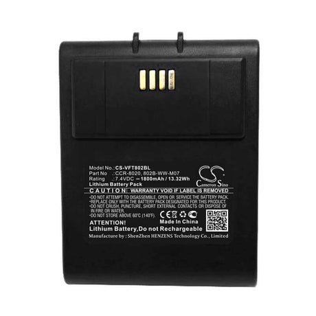 7.4V, Lithium, 1800mAh, Payment Terminal battery fits Verifone, 802bww05b078801133545, 802b-ww-m05, M50, 13.32Wh Payment Terminal Cameron Sino Technology Limited