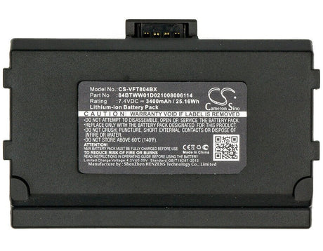 7.4V, Li-ion, 3400mAh, Payment Terminal battery fits Verifone, 84btww01d021008006114, Nurit 8040, Nurit 8400, 25.16Wh Payment Terminal Cameron Sino Technology Limited