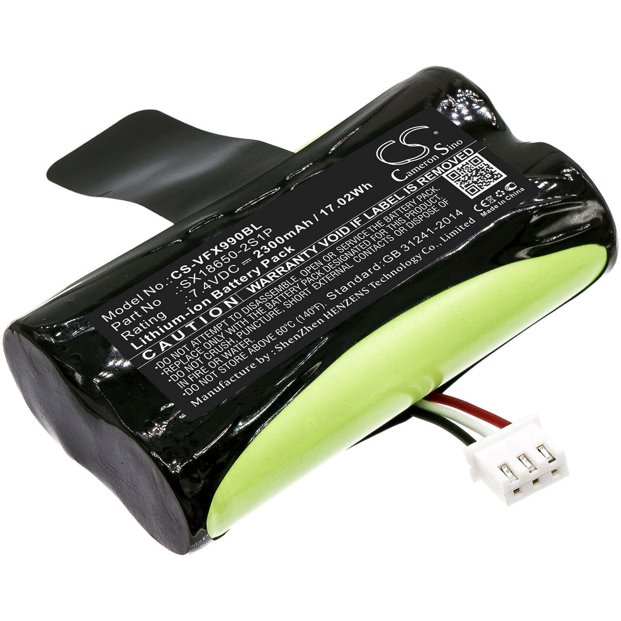 7.4V, Li-ion, 2300mAh, Payment Terminal battery fits Verifone, Sx18650-2s1p, X970, X990, 17.02Wh Payment Terminal Cameron Sino Technology Limited